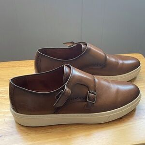 Mens Johnston and Murphy Hollins Double-Buckle Monk Strap Brown 10